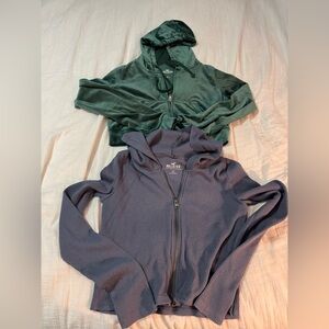 Hollister Emerald and Navy Zip Up Hoodies Size Small